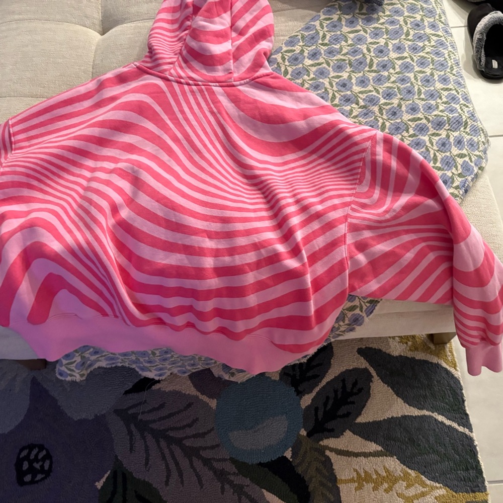 Nike Pink & Light Pink Striped Pullover Hoodie